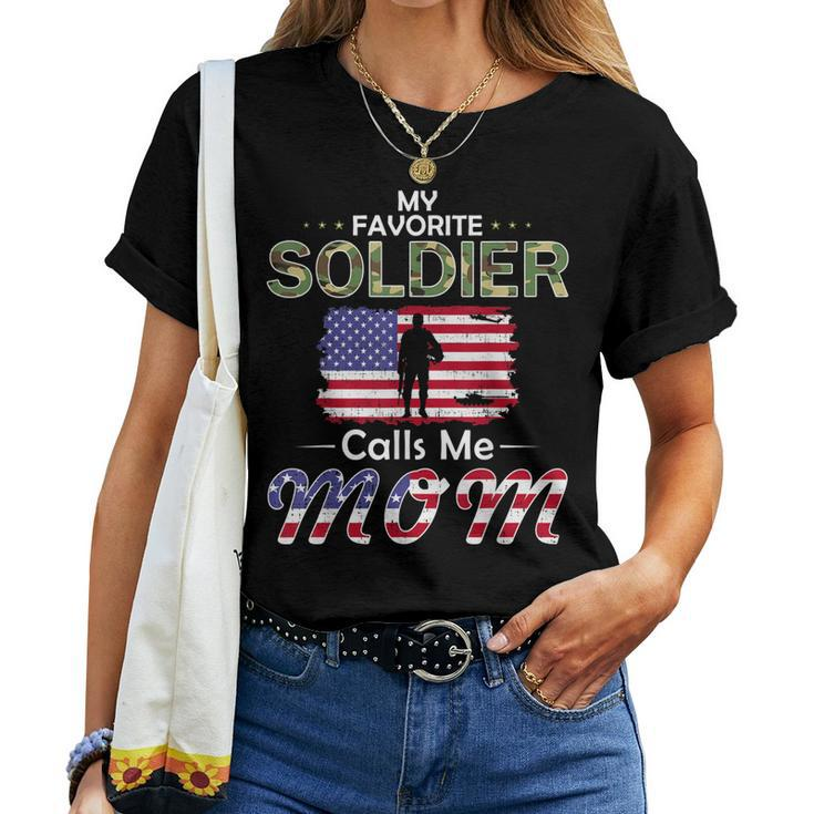 My Favorite Soldier Calls Me Momproud Army Mom Women T-shirt