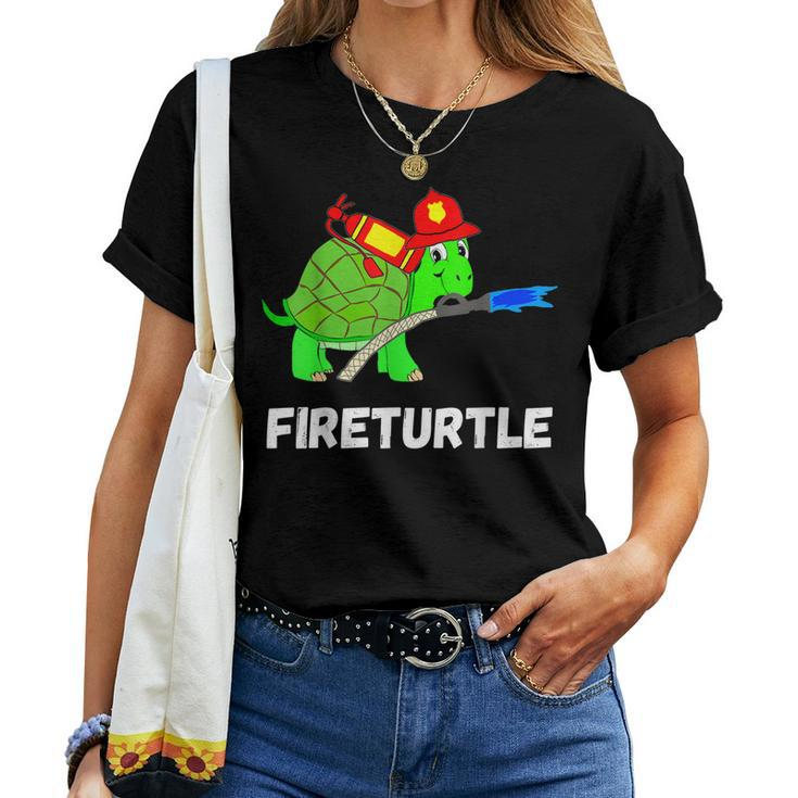 Fire Fighter Sea Turtle Tortoise Firefighter Fireman Women T-shirt