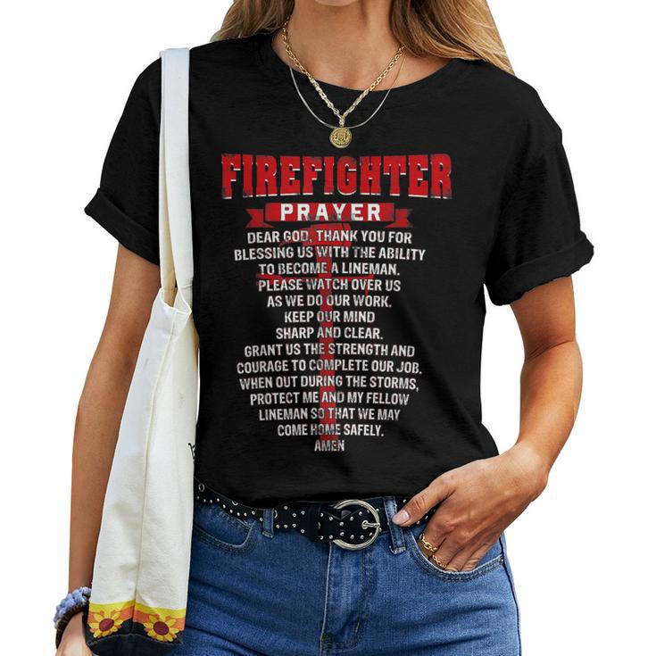 Firefighters Prayer Funny Christian Firemans Dad Husband Women T-shirt