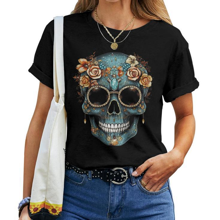 Floral Mexican Skull Day Of The Dead Dia De Muertos Women Women T-shirt