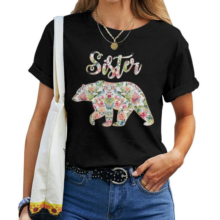 Floral Sister Bear Sister Matching Mom And Daughter Women T-shirt