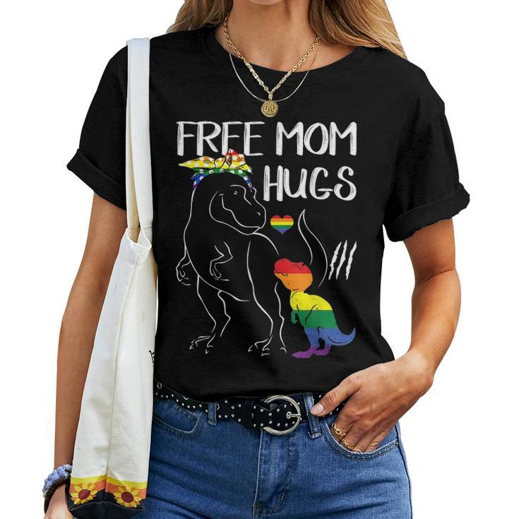 Free Mom Hugs Lgbt Pride Mama Dinosaur Rex Gift V2 Women T-shirt