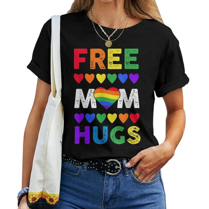 Free Mom HugsRainbow Heart Lgbt Pride Month Women T-shirt