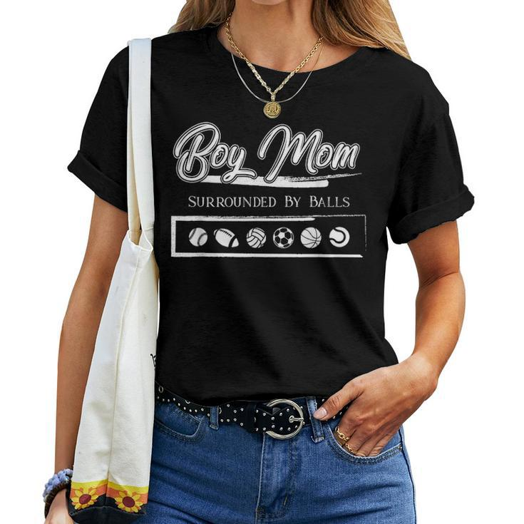 Funny Ball Mothers Day Gift Boy Mom Surrounded By Balls Women T-shirt