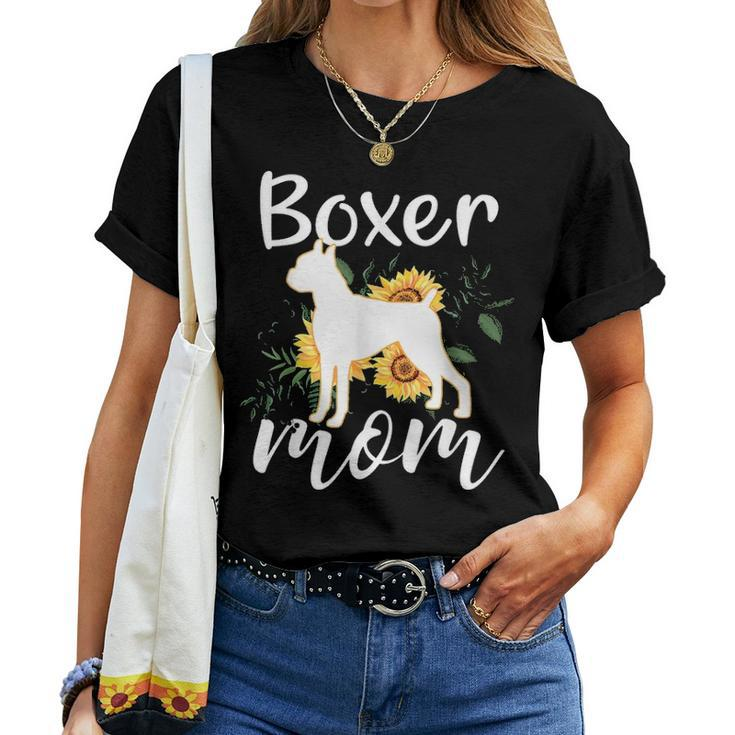 Funny Boxer Mom Sunflower Dog Lovers Mothers Day Gift Women T-shirt