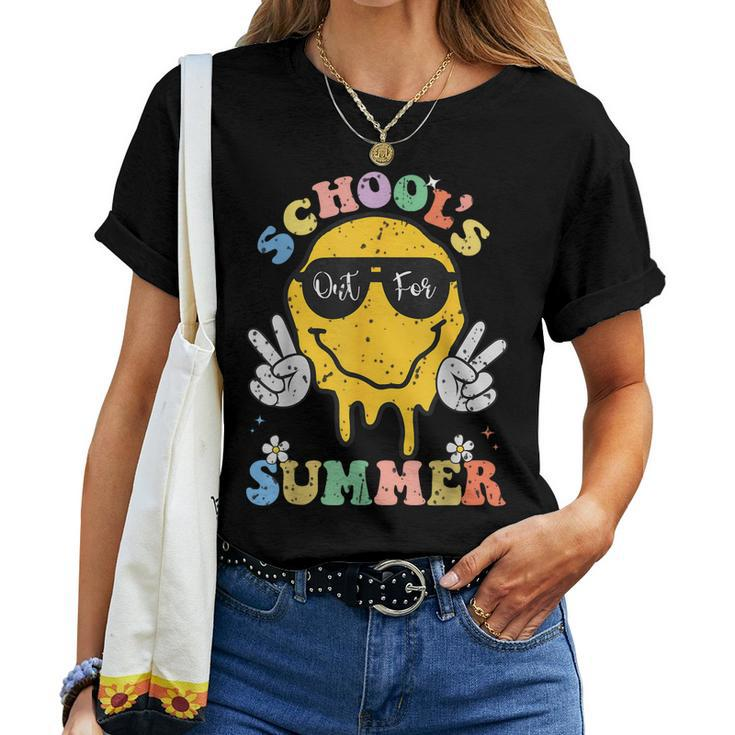 Funny Groovy Schools Out For Summer Graduation Teacher Kids  Women Crewneck Short T-shirt
