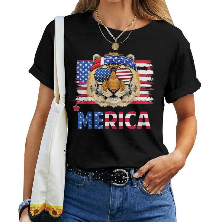Funny Hanging With Tiger Mom Merica 4Th July Women T-shirt