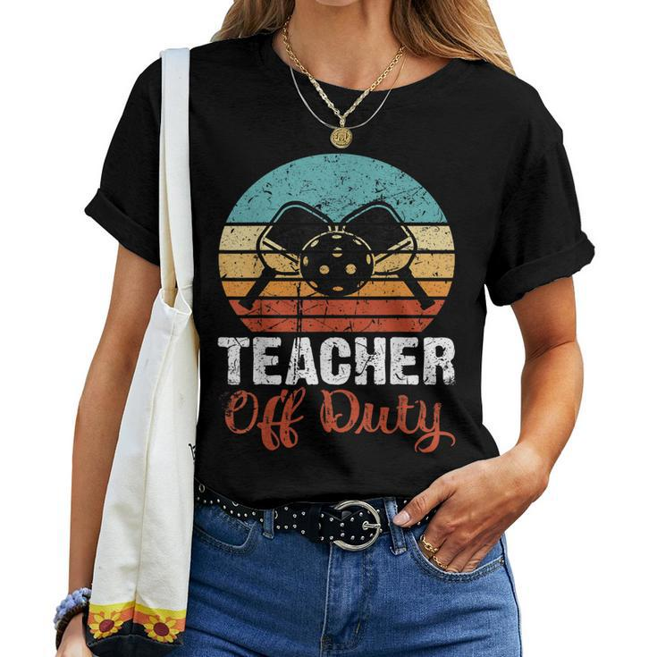 Funny Pickleball Teacher Off Duty Retro Vintage 70S 80S Women T-shirt