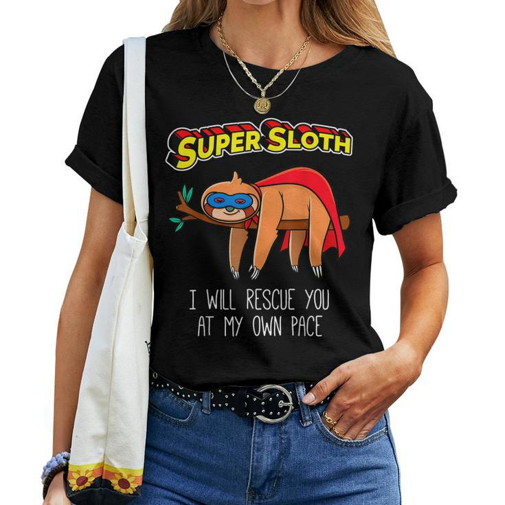 Funny Sloth Superhero Super Sloth Hero Gift Women T-shirt