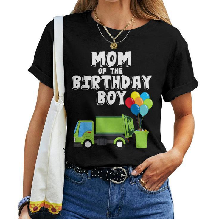 Garbage Truck Mom Birthday Boy Balloons Birthday Party Women T-shirt