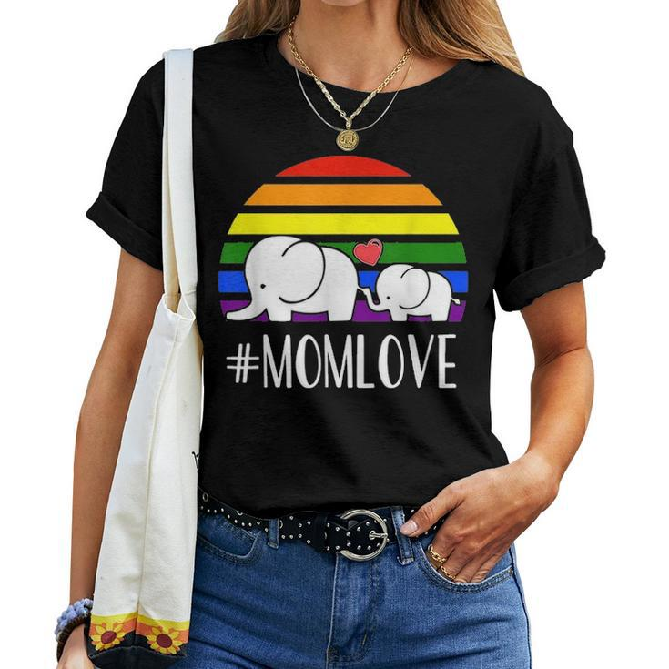 Gay Mom Love Pride Lgbt Rainbow Flag Elephant Gay Mom Gift V2 Women T-shirt