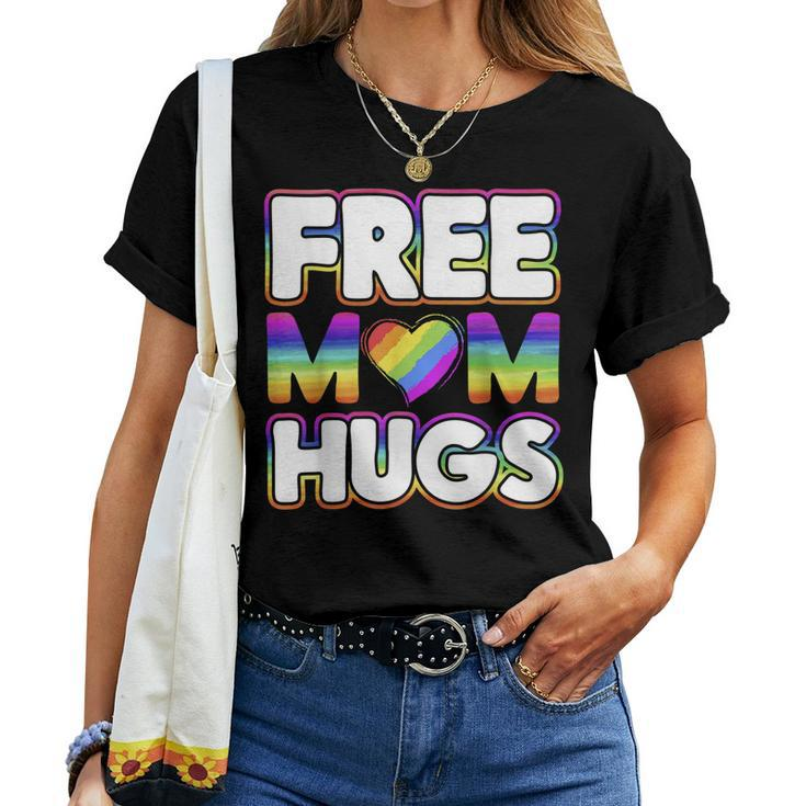 Gay Pride Mom Lgbtq Gift Design For Free Mom Hugs Women T-shirt