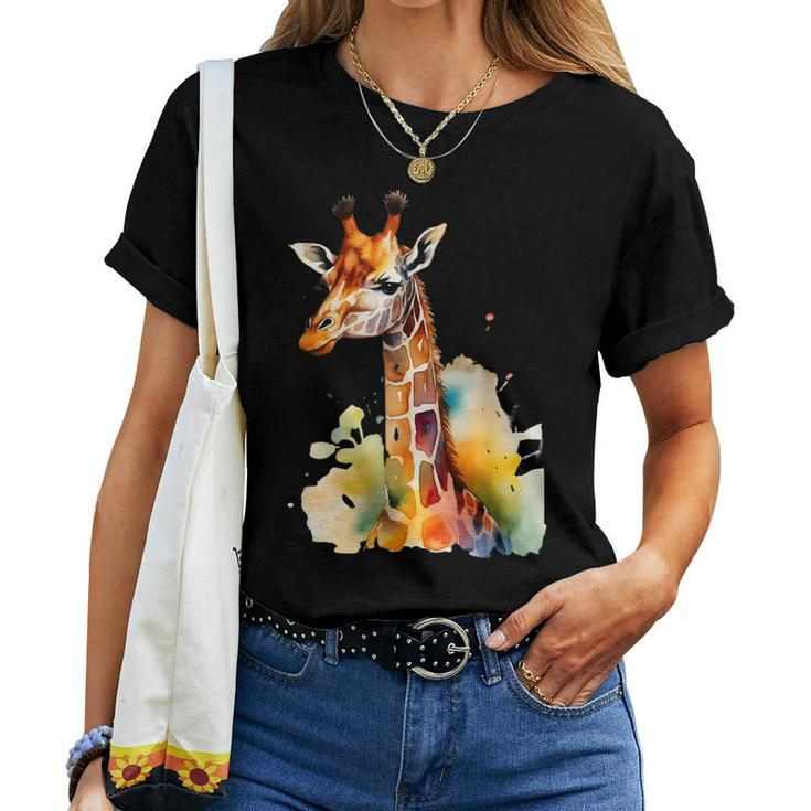 Giraffe Watercolor Women T-shirt