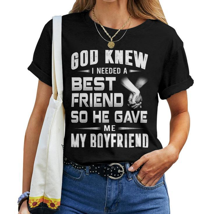 God Knew-Boyfriend - Mens Standard Women T-shirt Casual Daily Crewneck Short Sleeve Graphic Basic Unisex Tee