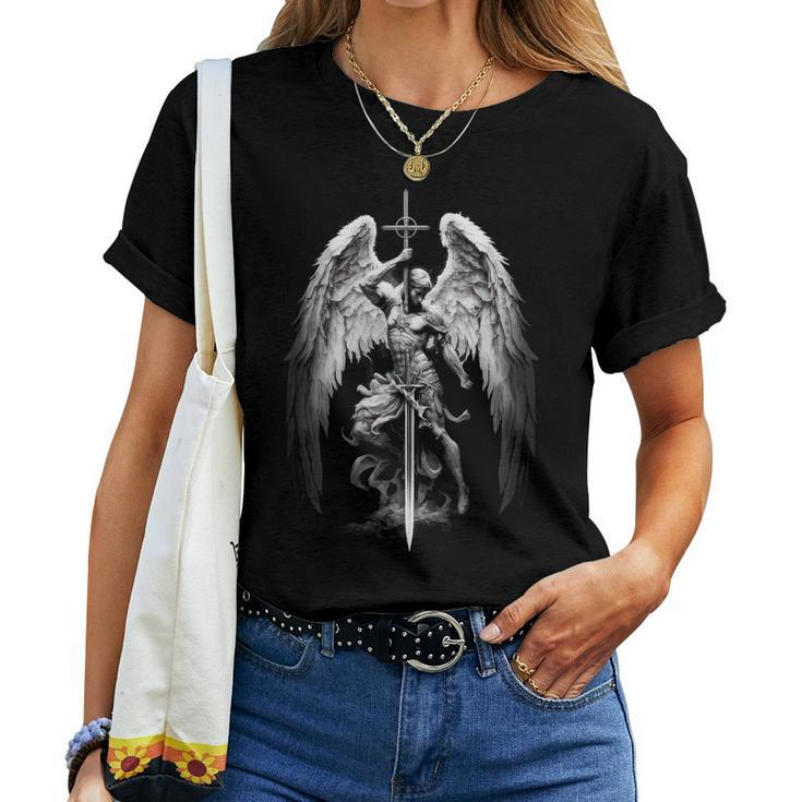Gods Angel Gabriel Archangel With Sword Cross And Wings Women T-shirt