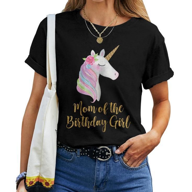 Gold Unicorn Mom Shirt Mom Of The Birthday Girl Women T-shirt