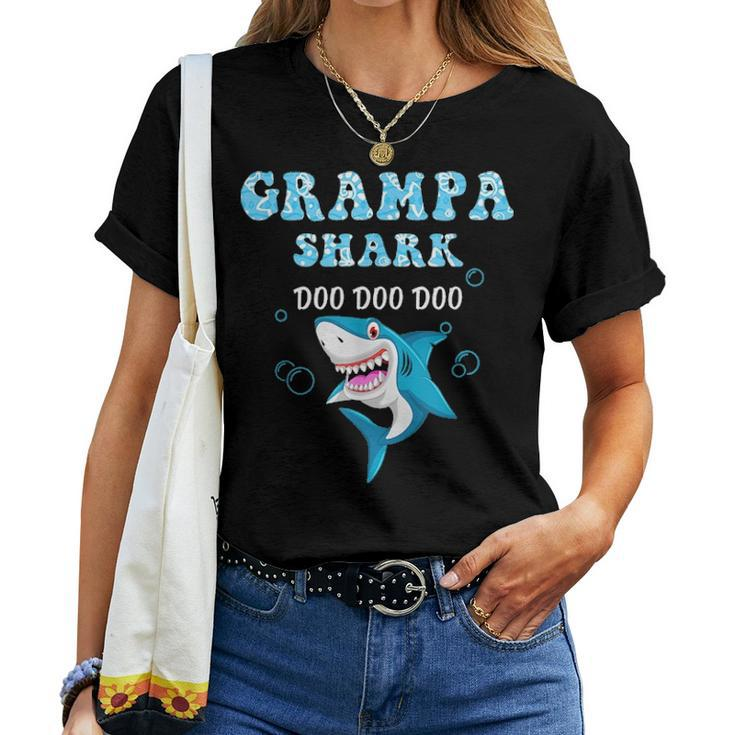 Grampa Shark Fathers Day Gift From Wife Son Daughter Women T-shirt