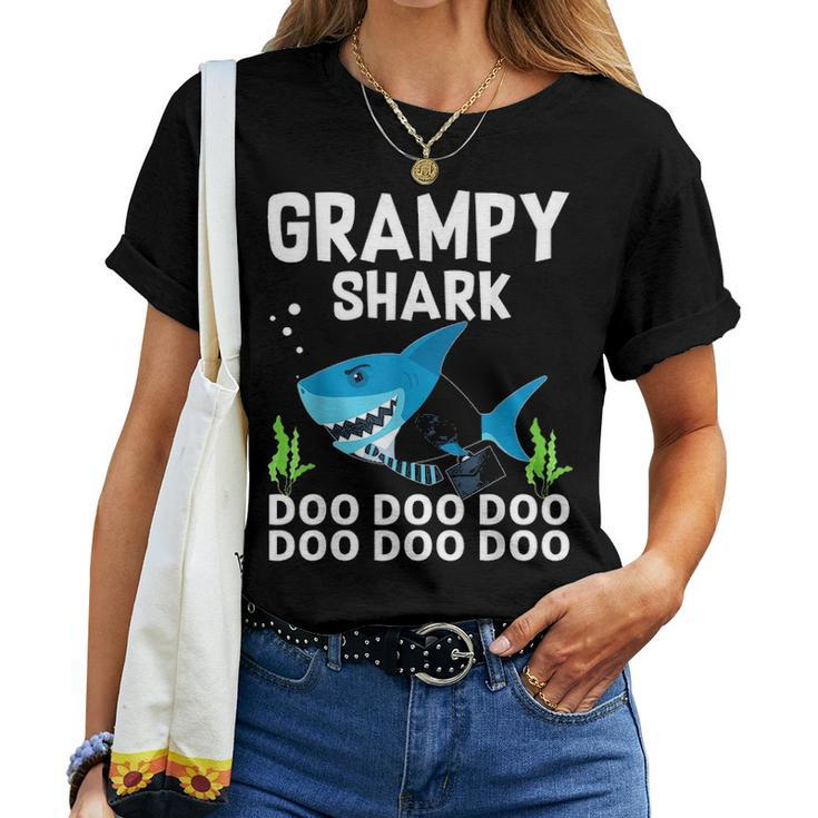 Grampy Shark Fathers Day Gift From Wife Son Daughter Women T-shirt