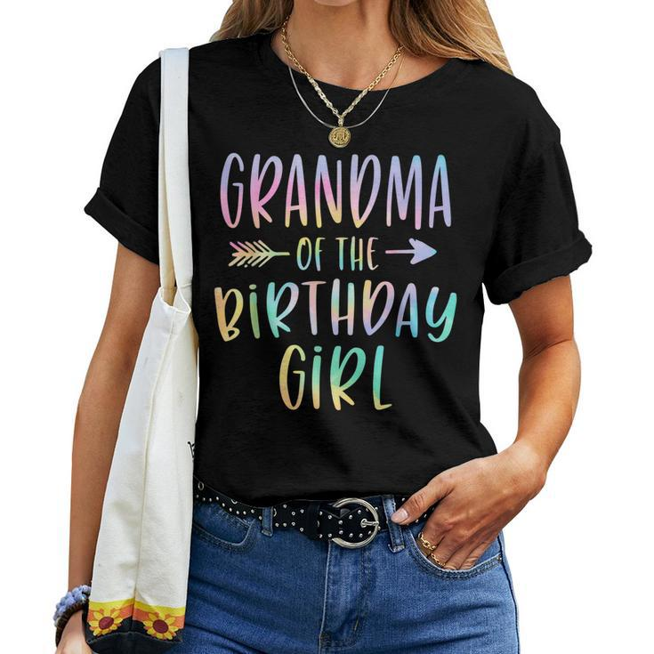 Grandma Of The Birthday Girl Tie Dye Colorful Bday Women T-shirt
