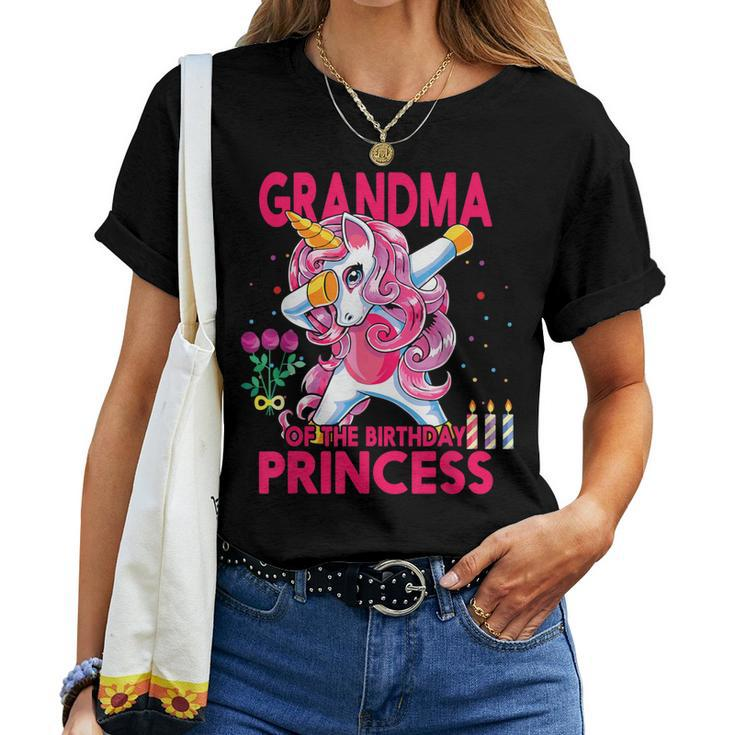 Grandma Of The Birthday Princess Dabbing Unicorn Girls Women T-shirt