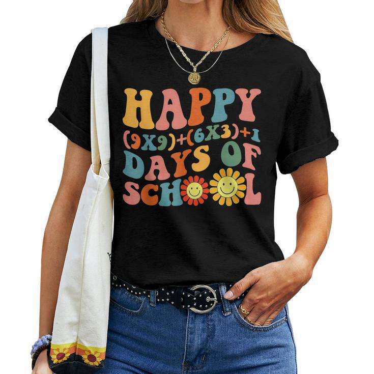 Groovy Happy 100 Days Of School Math Formula Teachers Kids Women T-shirt