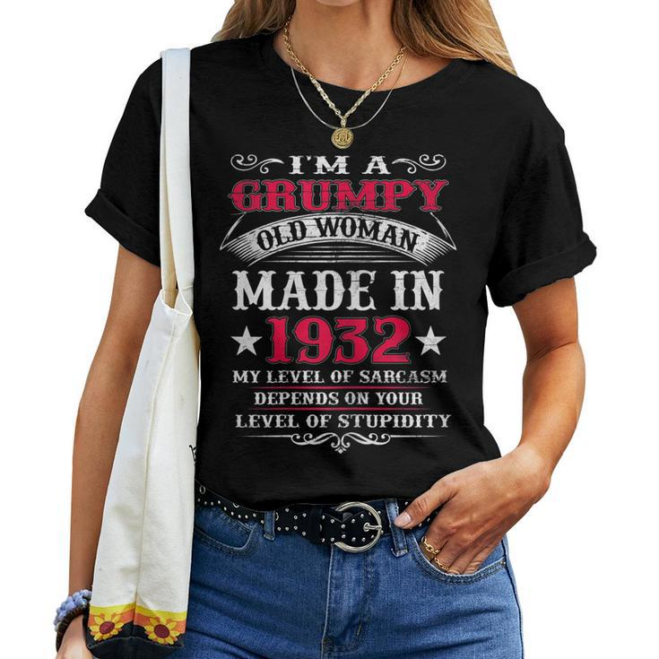 Grumpy Old Woman Made In 1932 90Th Birthday Women T-shirt