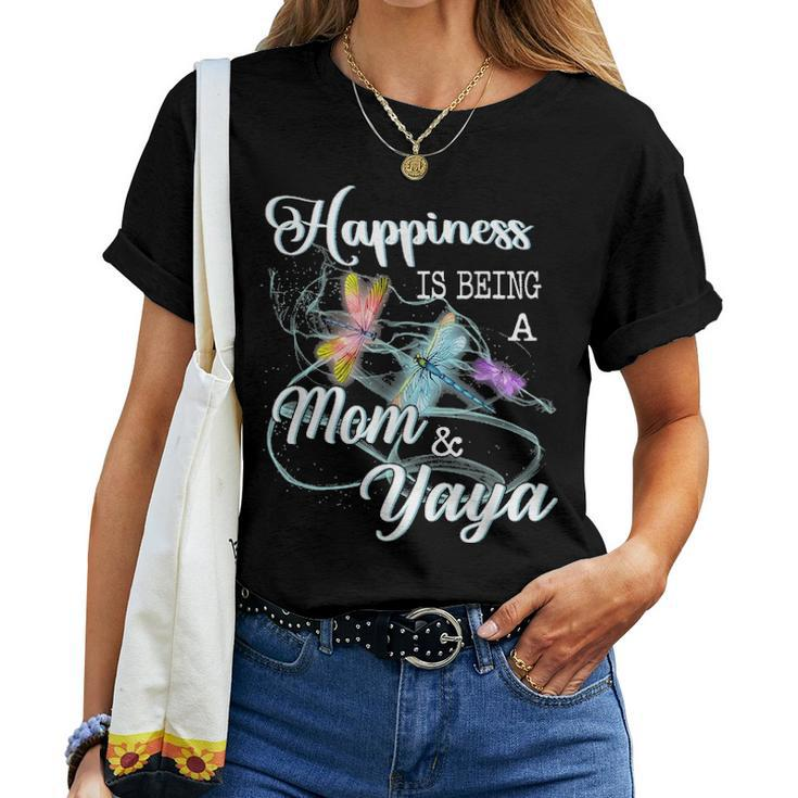 Happiness Is Being A Mom & Yaya Dragonfly Mothers Day Women T-shirt