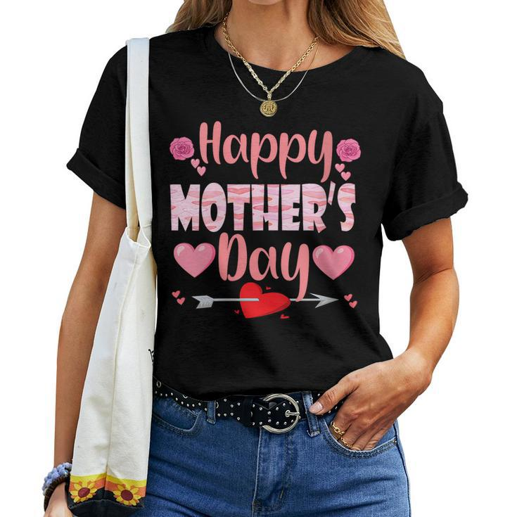 Womens Happy 2023 Cute Floral For Women Mom Grandma Women T-shirt