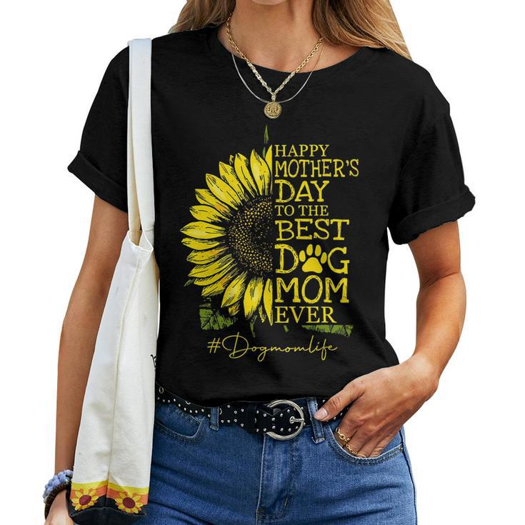 Happy Mothers Day Sunflower Dog Mom Dog Mother Gift  Women T-shirt Casual Daily Crewneck Short Sleeve Graphic Basic Unisex Tee