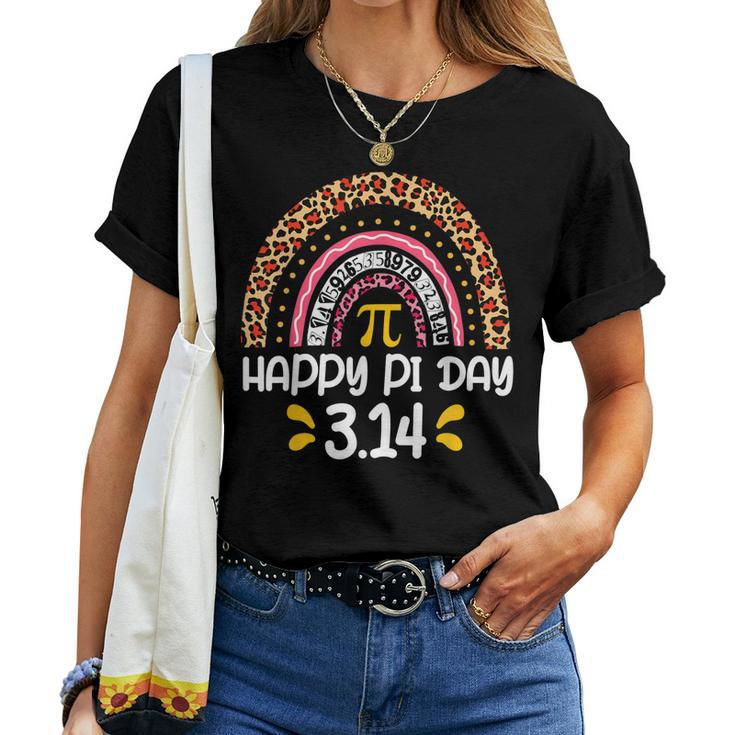 Happy Pi Day 3 14 Leopard Rainbow Mathematics Math Teacher Women T-shirt