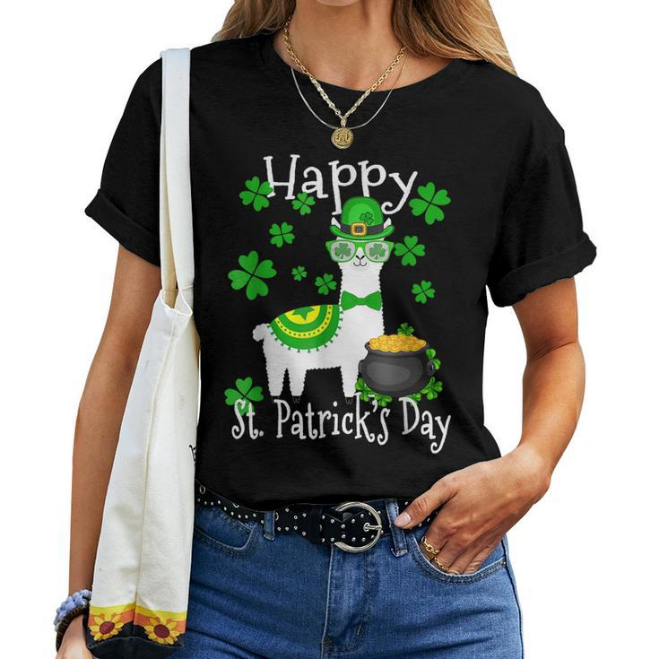 Happy St Patricks Day Llama Dad Mom Boy Girl Lucky Women T-shirt