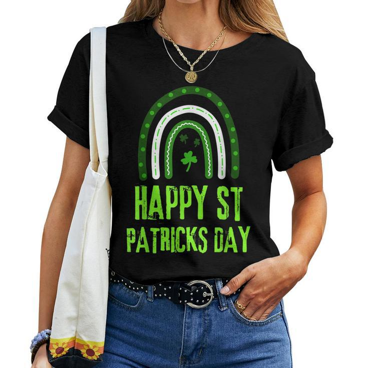 Happy St Patricks Day Rainbow Lucky Leopard Shamrock Irish V3 Women T-shirt