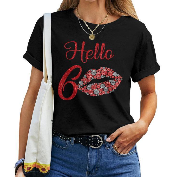 Womens Hello 60 Costume 60 Years Old Lips 60Th Birthday Women T-shirt