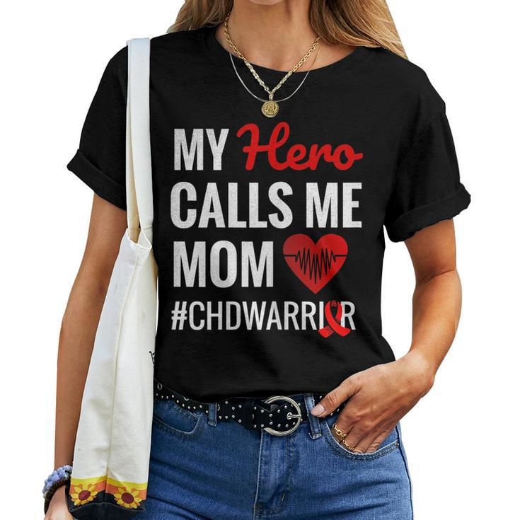 My Hero Calls Me Mom Congenital Heart Defect Month Chd Women T-shirt