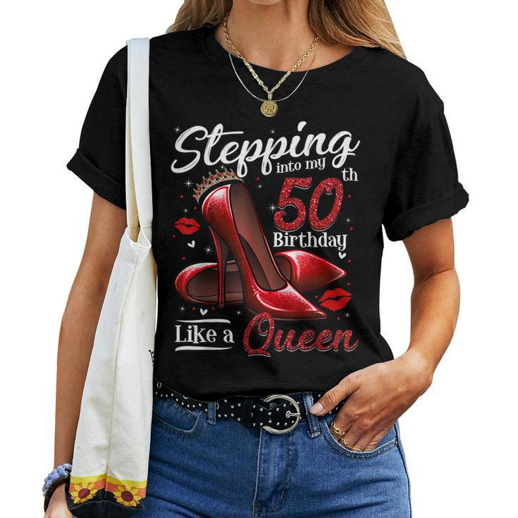 High Heels Stepping Into My 50Th Birthday 50 And Fabulous Women T-shirt