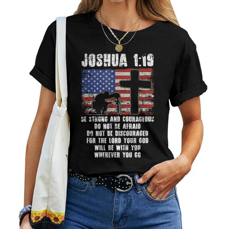 Holy Bible Verse Patriotic Christian Gift Usa Flag Prayer Women T-shirt