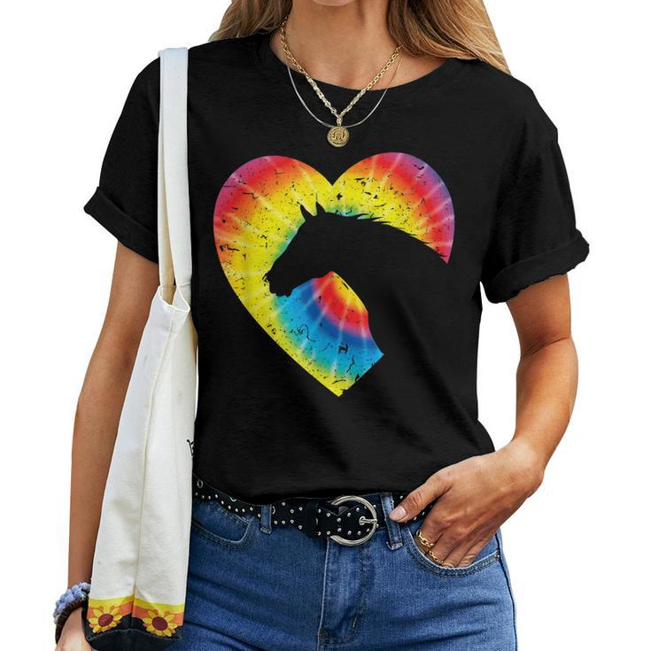 Horse Heart Silhouette For Cowgirl Equestrian Graphic Print Women T-shirt