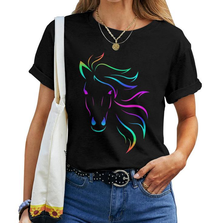 Horse Lovers Horseback Riding Equestrian Colorful Women T-shirt