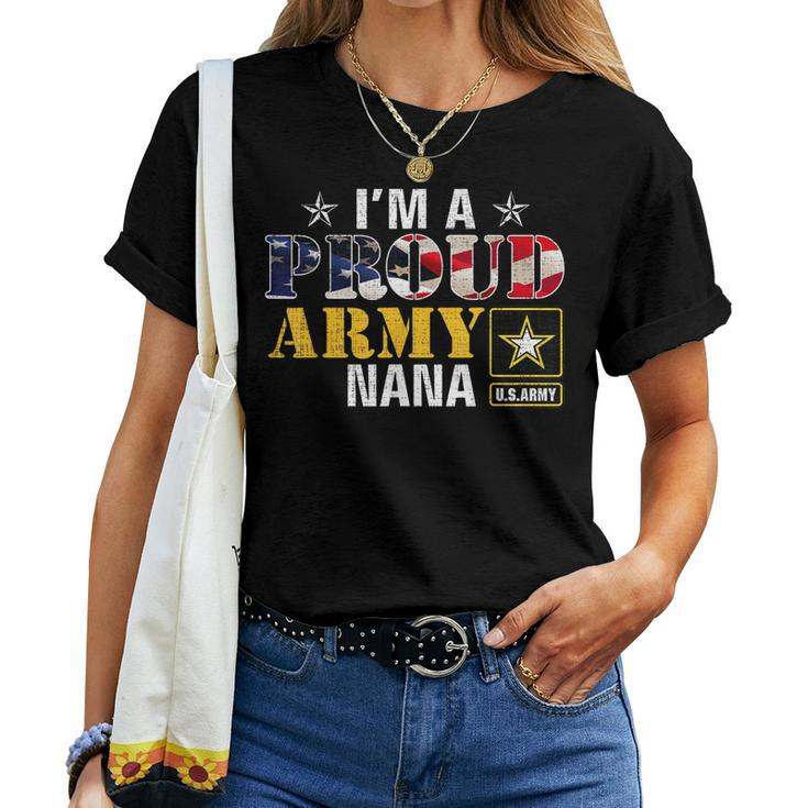 Im A Proud Army Nana American Flag Military Gift Veteran Women T-shirt