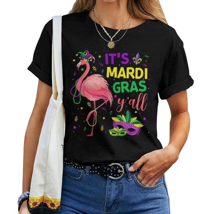 Its Mardi Gras Yall Flamingo Jester Kids Girls Women Women T-shirt