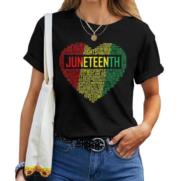 Womens Junenth Heart Black Pride Freedom Day 1865 June 19Th Women T-shirt