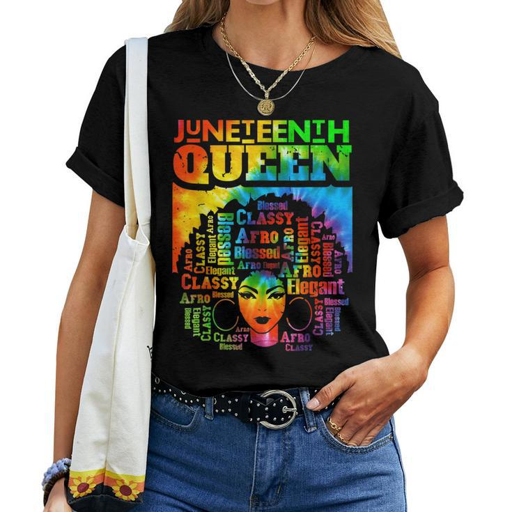 Junenth Queen Afro Melanin Black Girl Magic Women Tie Dye  Women Crewneck Short T-shirt