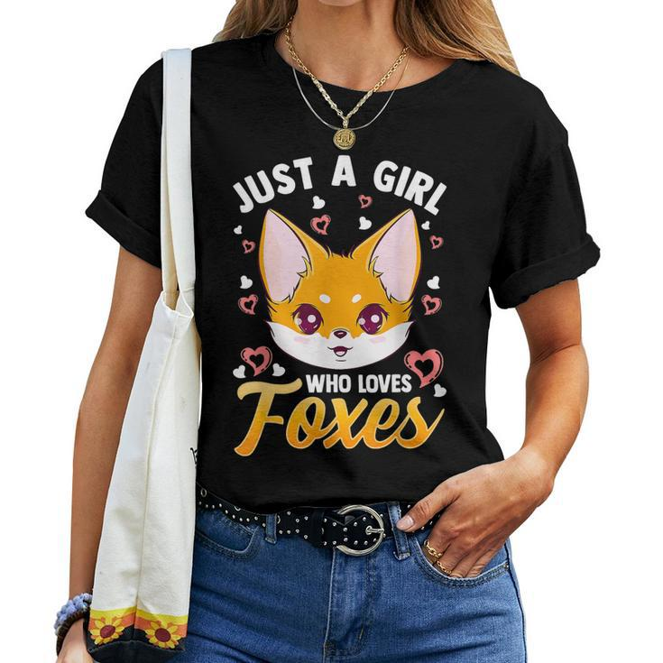 Just A Girl Who Loves Foxes Kids Girls Cute Fox Mom Women T-shirt