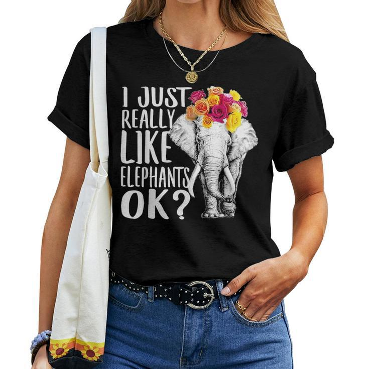 Just Really Like Elephants Love R Dad Mom Boy Girl Funny Women T-shirt
