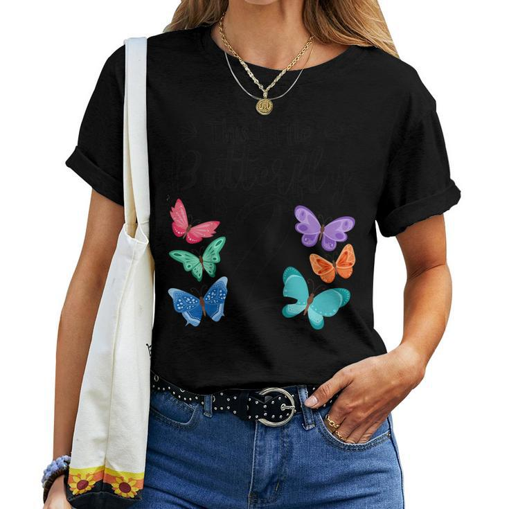 Kids 2 Year Old Butterfly Birthday T Shirt Girls 2Nd Party Women T-shirt