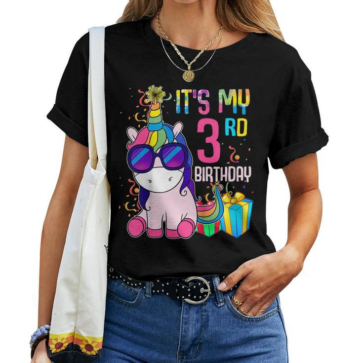 Kids 3 Years Old 3Rd Birthday Unicorn Shirt Girl Daughter Pa Women T-shirt