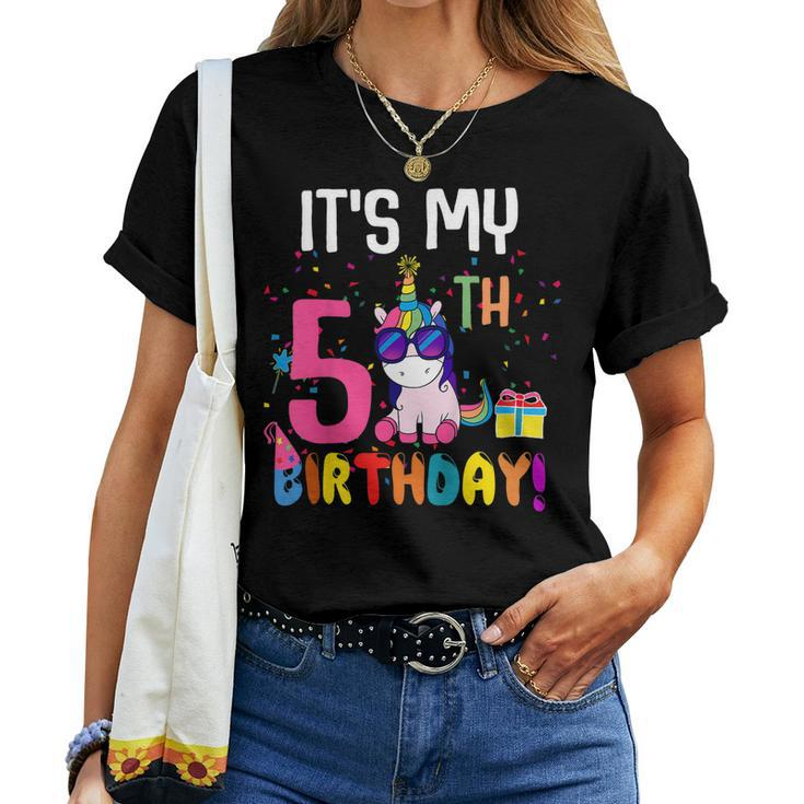 Kids 5 Years Old 5Th Birthday Unicorn Shirt Girl Daughter Pa Women T-shirt
