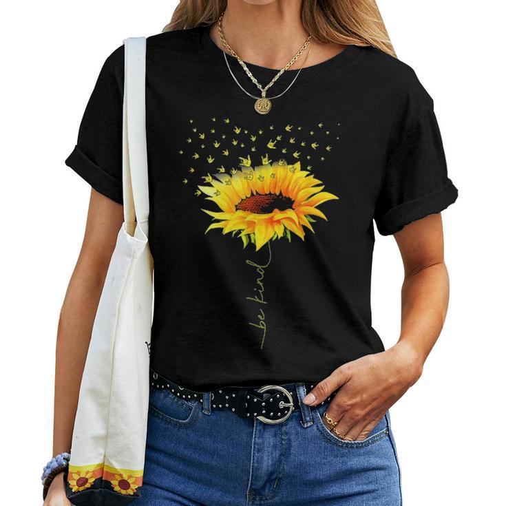 Be Kind Hippie Sunflower I Love You Deaf Asl Sign Language Women T-shirt