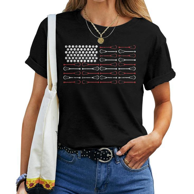 Lacrosse American Flag Lax Mom Design V2 Women T-shirt