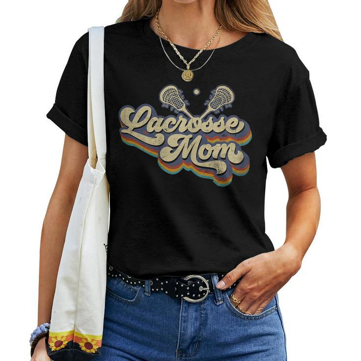 Womens Lacrosse Mom Vintage Retro Lacrosse Stick Sun Women T-shirt